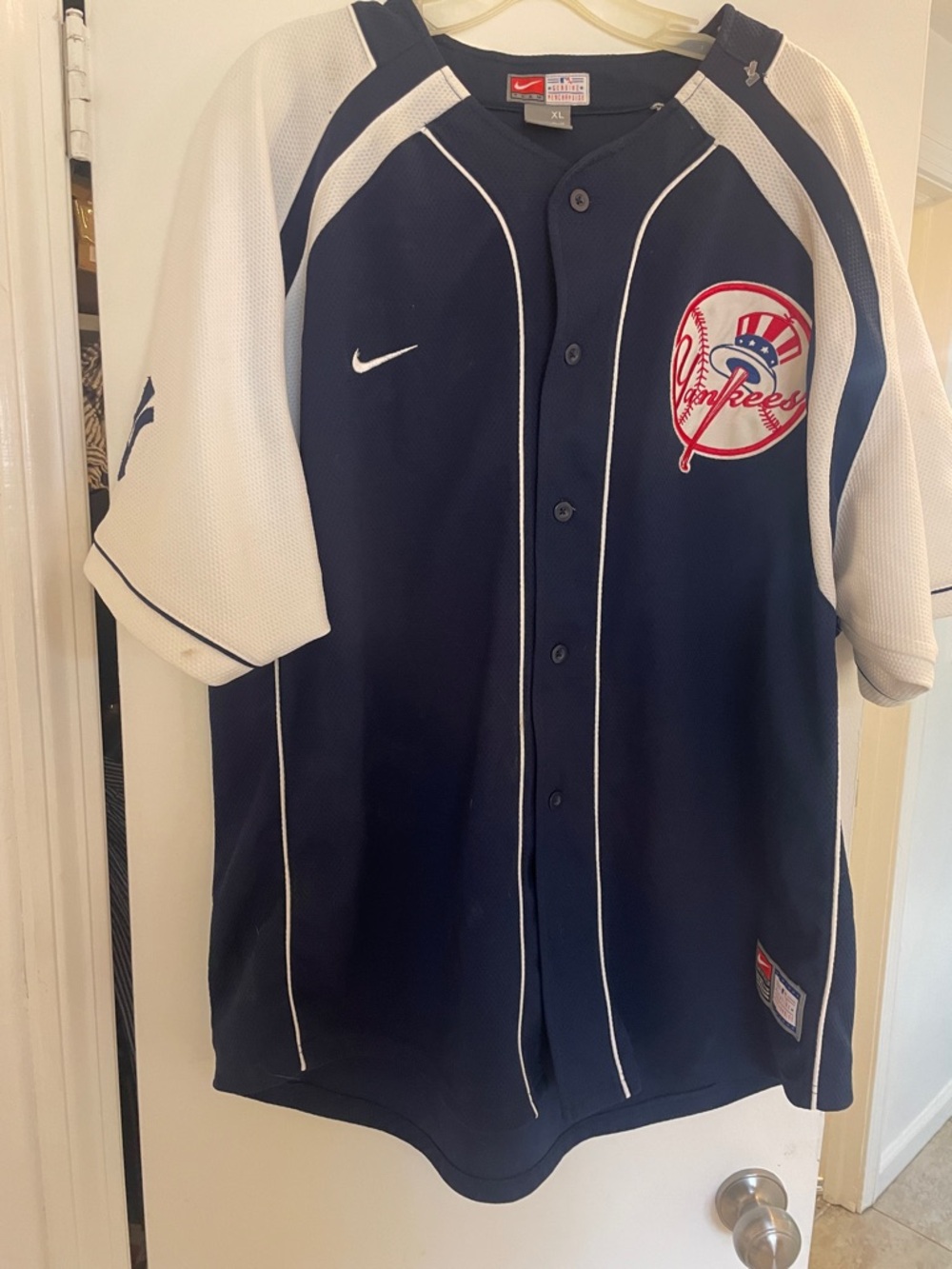 Nike Navy and White Yankees Baseball Jersey